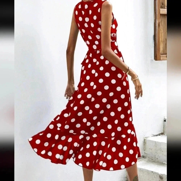 Polka Dot Knot Side Wrap Dress - Picture 5 of 6